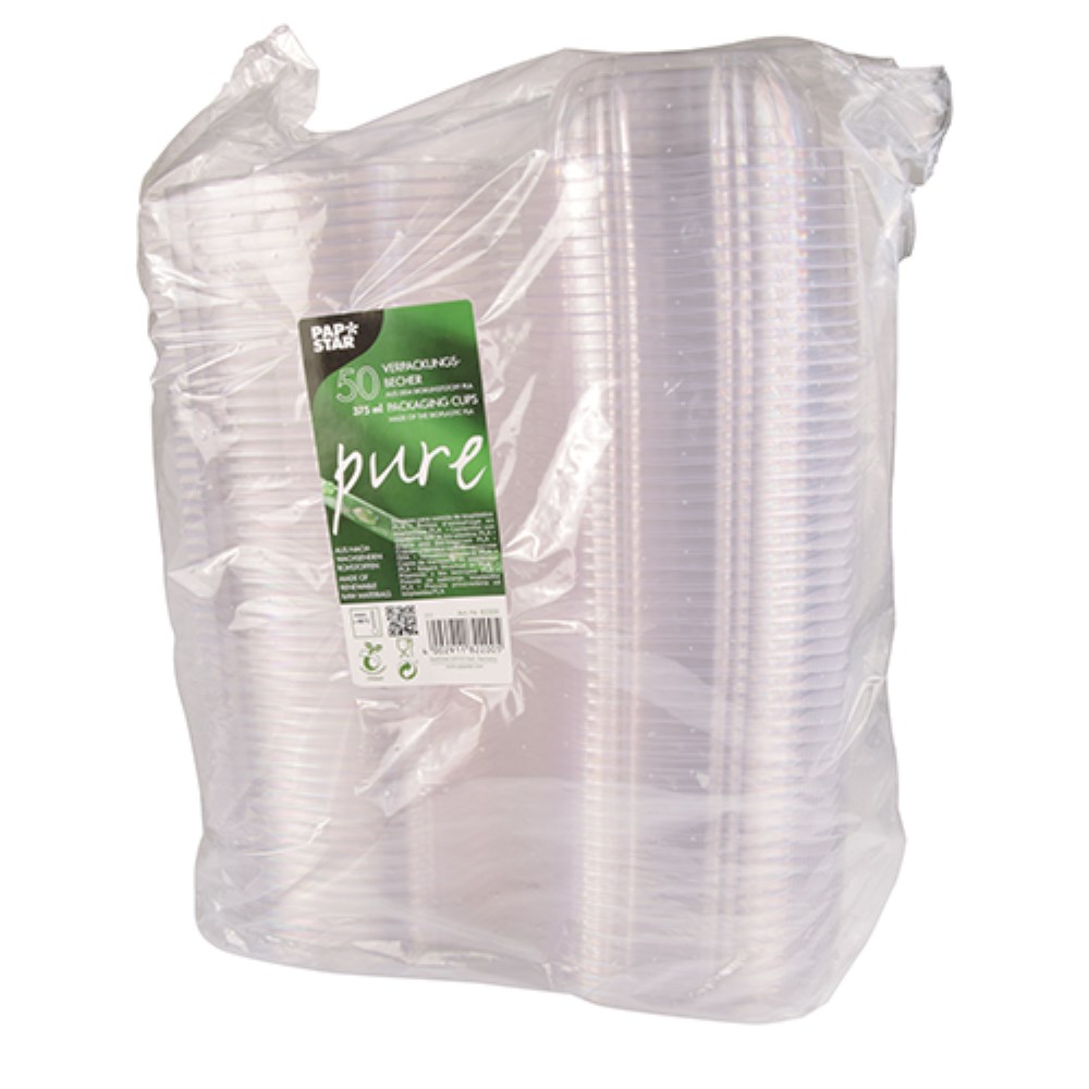 50 Feinkost- und Salatschalen mit Klappdeckeln, PLA "pure" 375 ml 4,8 cm x 16,1 cm x 13,2 cm