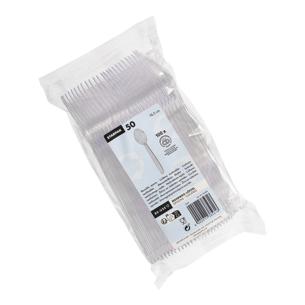 50 Mehrweg-Löffel 18,5 cm transparent