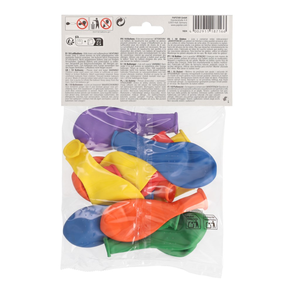 10 Luftballons Ø 19 cm farbig sortiert "Rainbow"