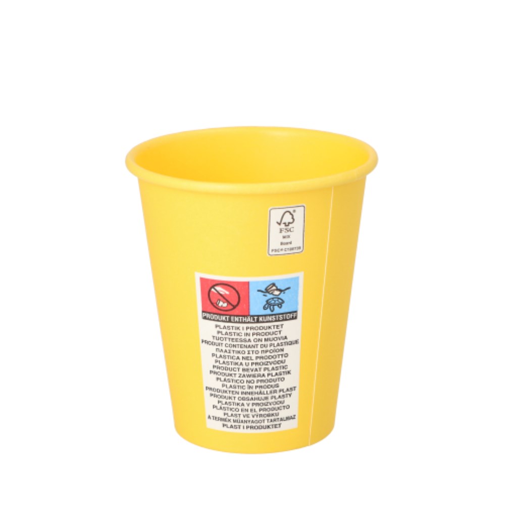 50 Trinkbecher, Pappe "To Go" 0,2 l Ø 8 cm · 9,2 cm gelb