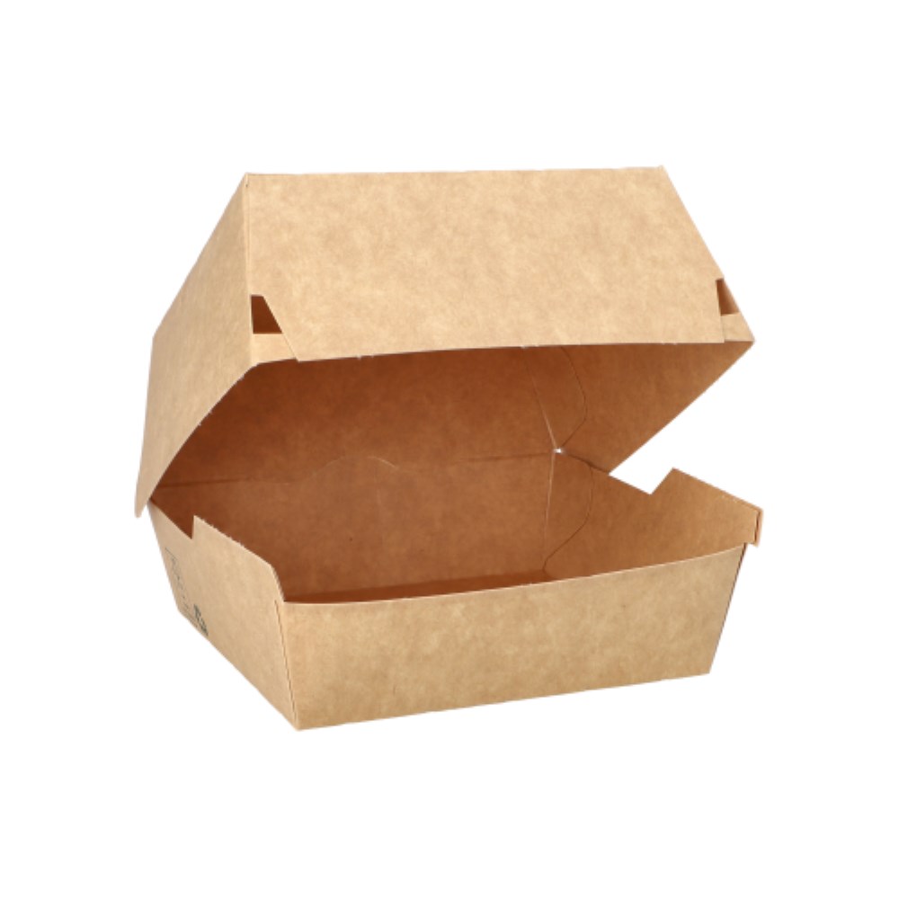 80 Burgerboxen, Pappe 7,8 cm x 11,5 cm x 11 cm braun "100% Fair" groß