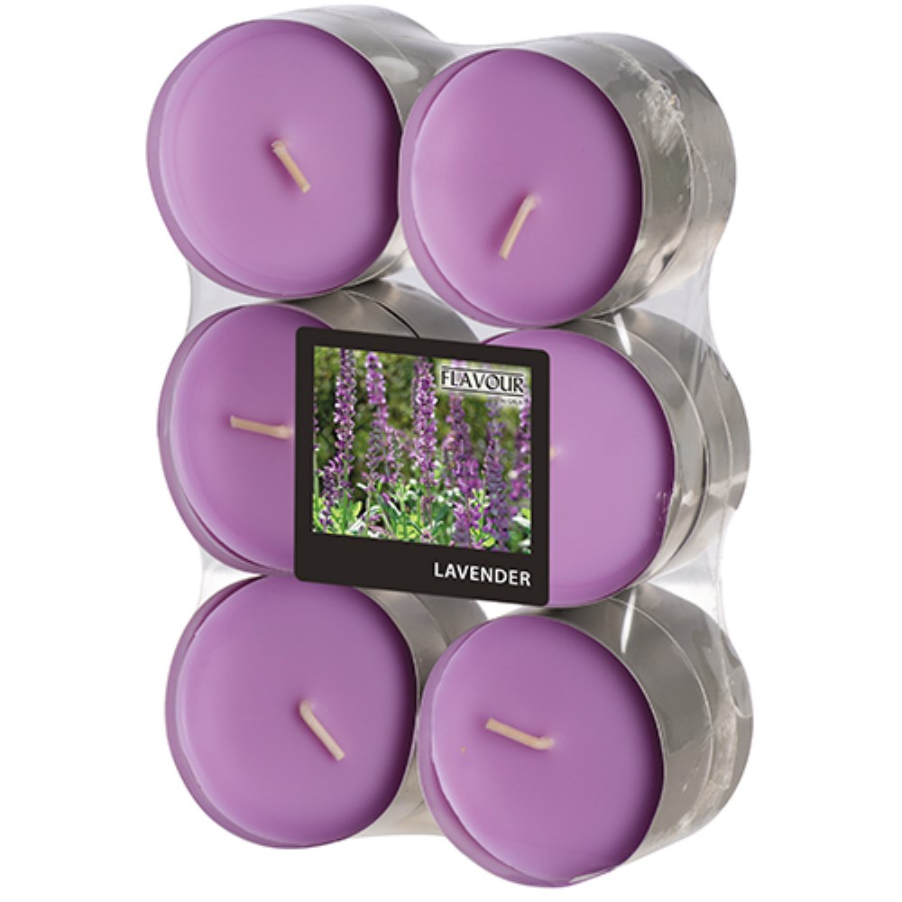 12 "GALA" Maxi Duftlichte Ø 58 mm · 24 mm violett - Lavender