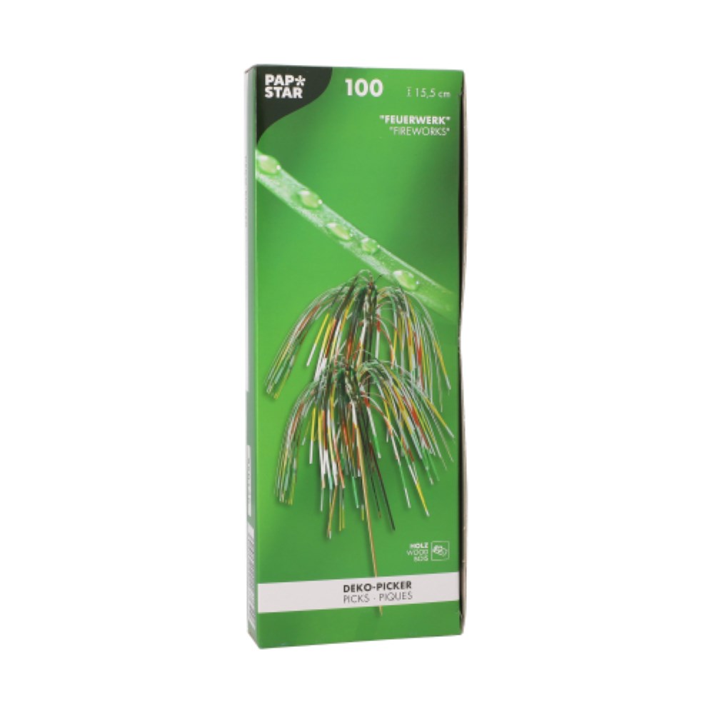 100 Deko-Picker 15,5 cm "Feuerwerk" multicolor