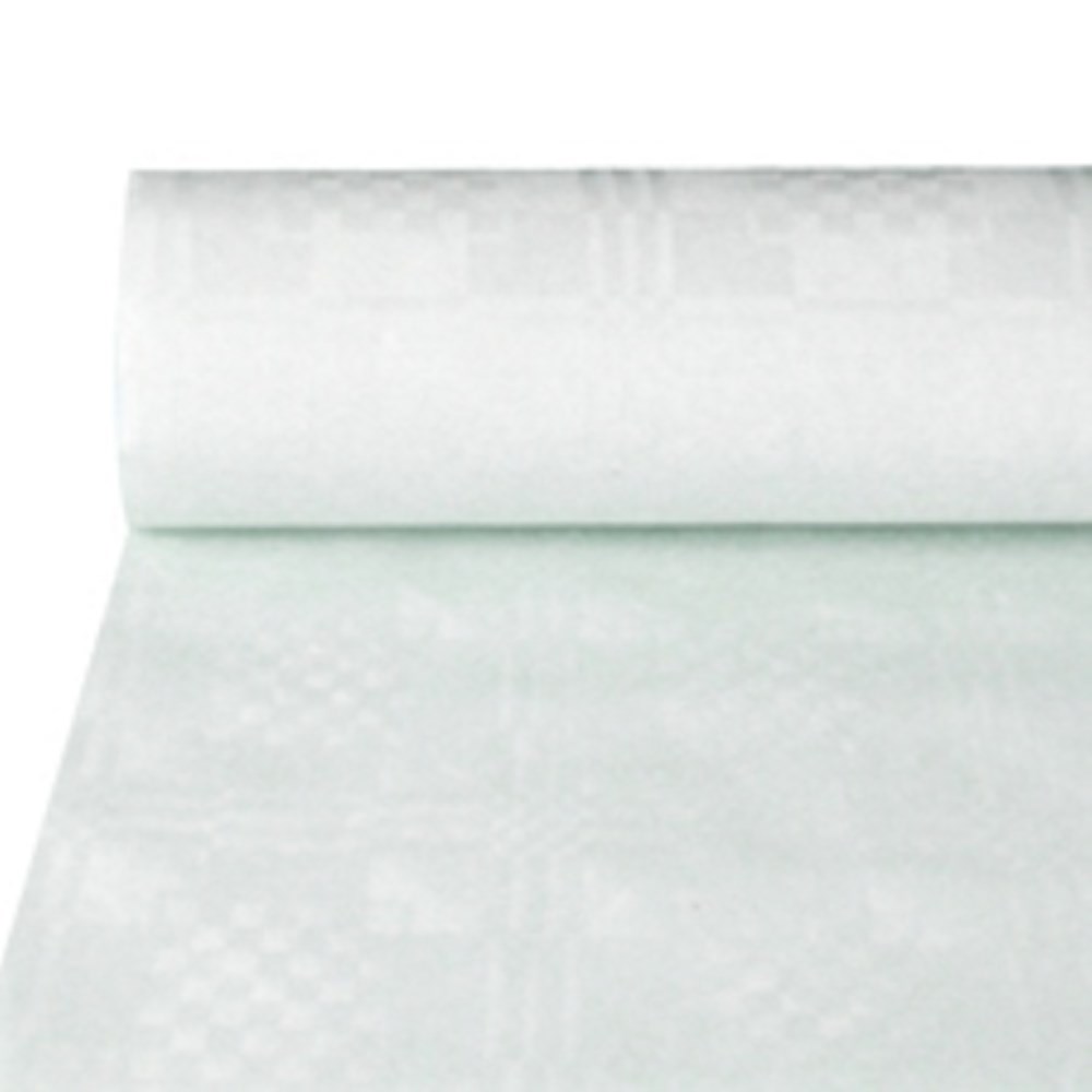 Papiertischtuch mit Damastprägung 50 m x 1 m weiss