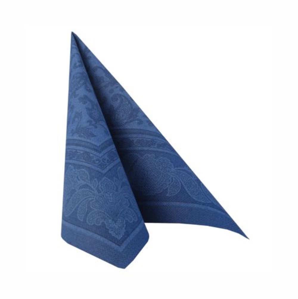 20 Servietten "ROYAL Collection" 1/4-Falz 40 cm x 40 cm dunkelblau "Ornaments"