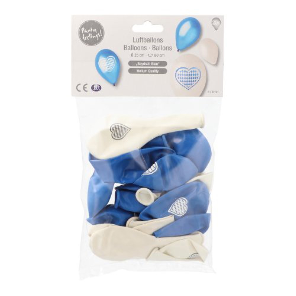 20 Luftballons Ø 25 cm farbig sortiert "Bayrisch Blau"