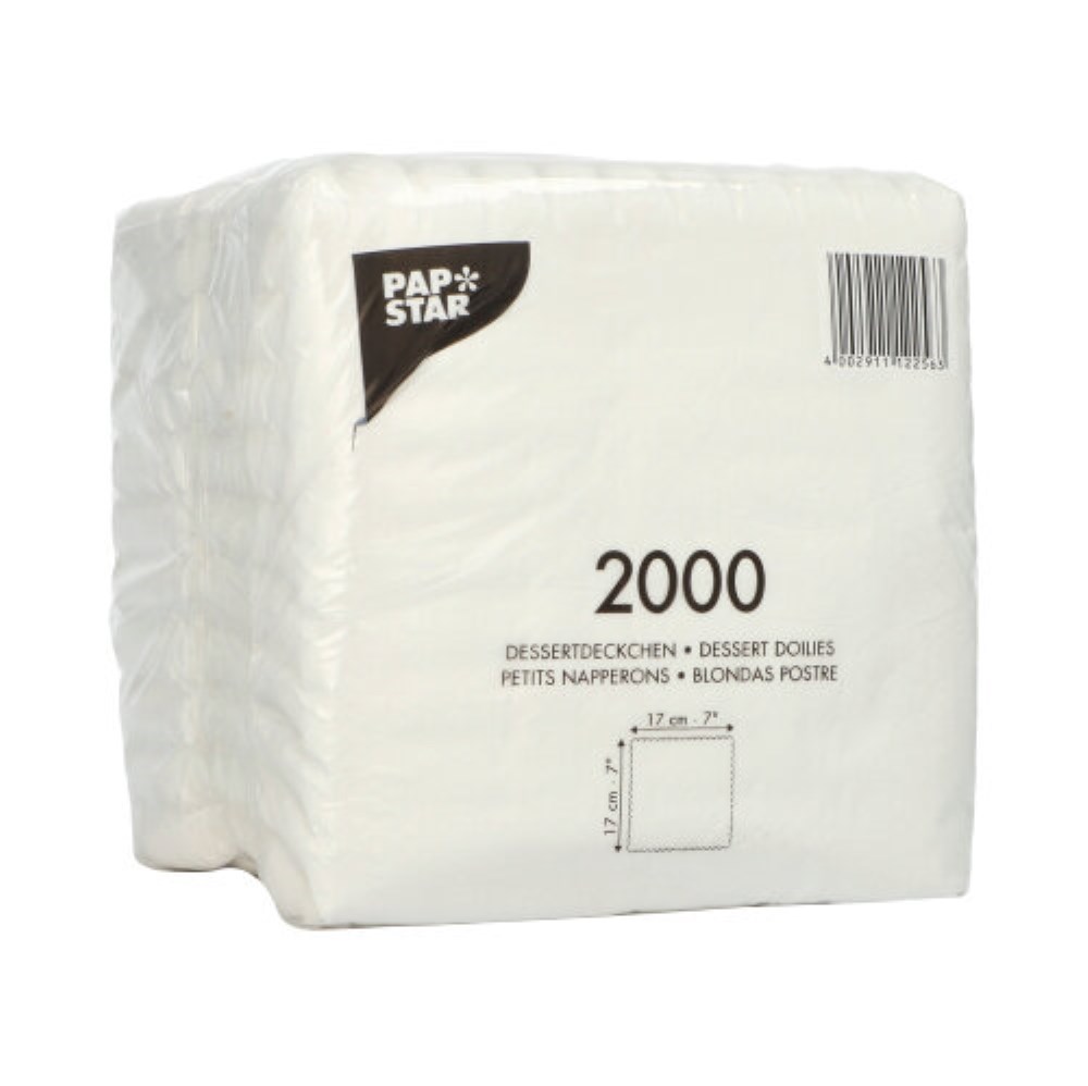 2000 Dessertdeckchen 17 cm x 17 cm weiss