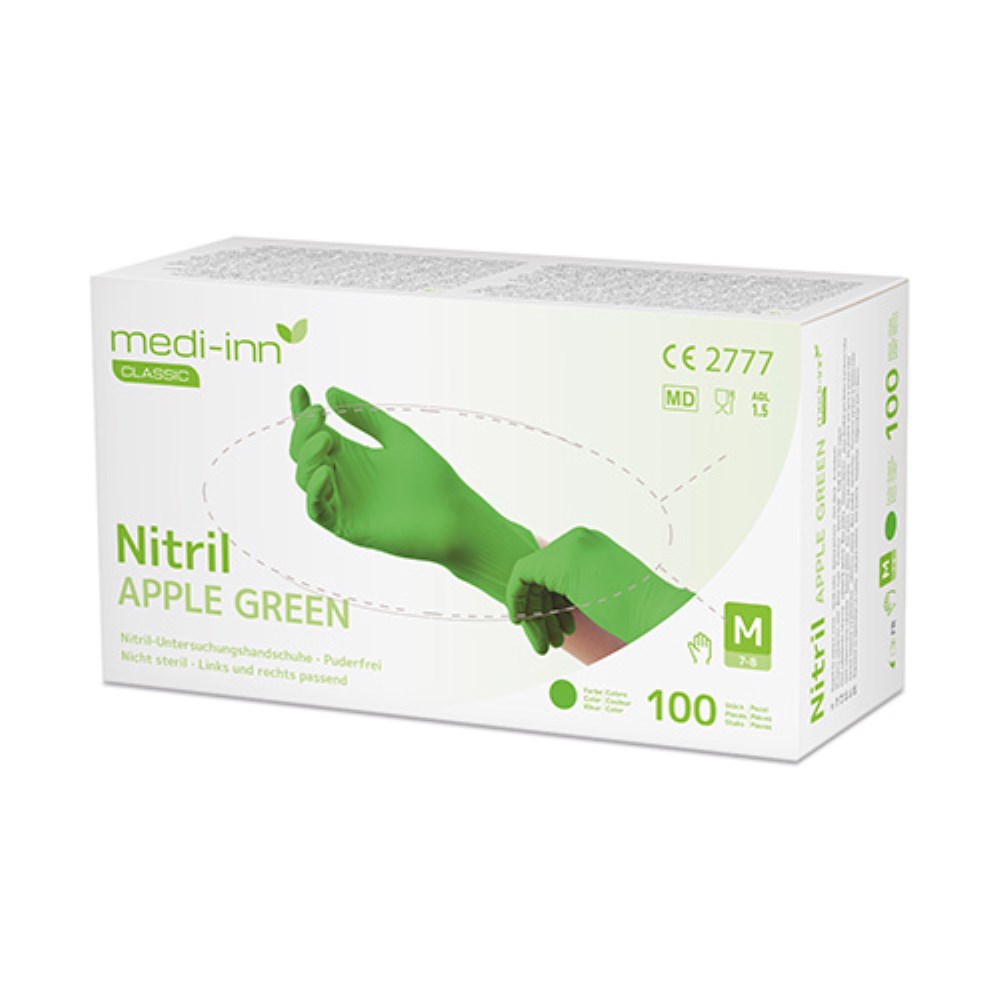 100 "Medi-Inn Classic" Handschuhe, Nitril puderfrei apfelgrün "Nitril Apple Green" Größe M 100 "Medi-Inn Classic" Handschuhe, Nitril puderfrei apfelgrün "Nitril Apple Green" Größe M