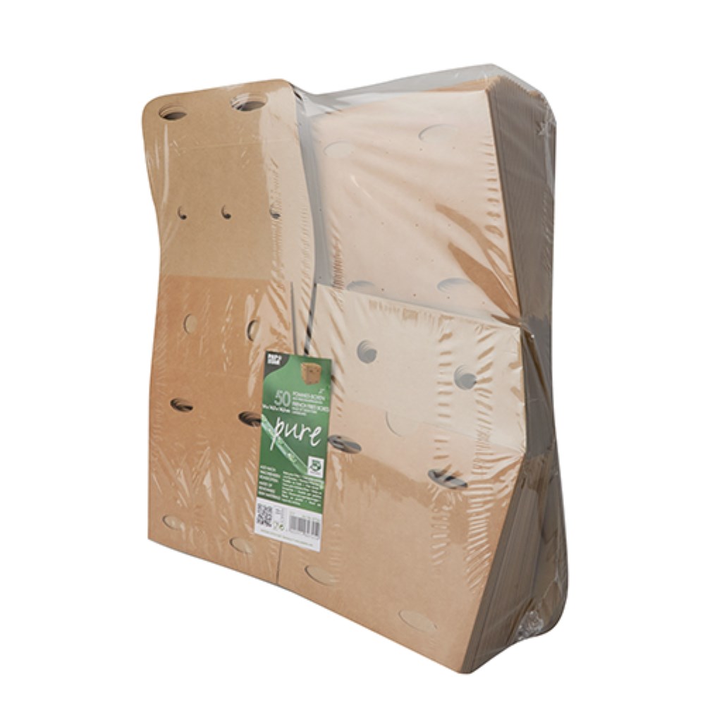 50 Pommes-Frites-Boxen, Pappe "pure" 14 cm x 14,5 cm x 14,5 cm braun "100% Fair" groß