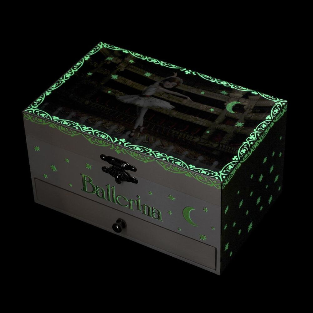 Phosphoreszierende Schmuck Spieldose Ballerina© - Leuchtet in der Nacht