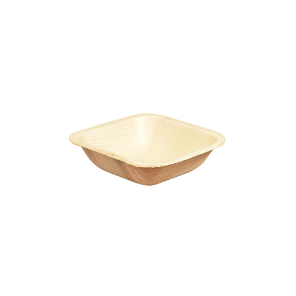 25 Schalen, Palmblatt "pure" eckig 100 ml 10 cm x 10 cm x 3 cm