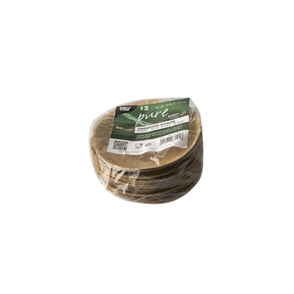 12 Fingerfood - Schalen, Bambus "pure" rund 50 ml Ø 8,5 cm · 2 cm