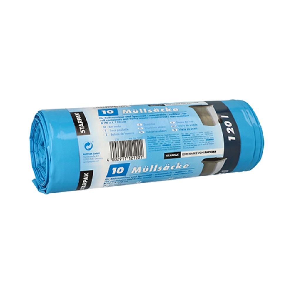 10 Müllsäcke, LDPE 120 l 110 cm x 70 cm blau 43 my
