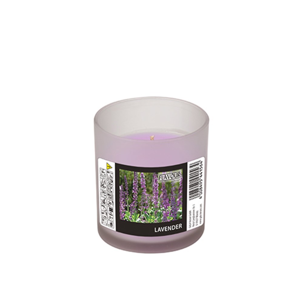 "GALA" Duftkerze im Glas Ø 70 mm · 77 mm violett - Lavender "Indro"