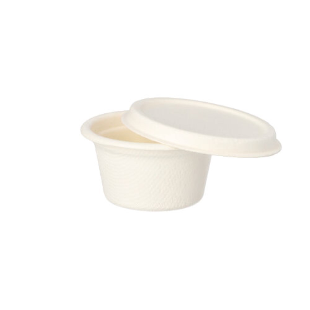 50 Dressingschalen, Zuckerrohr "pure" 60 ml Ø 6 cm · 3 cm weiss