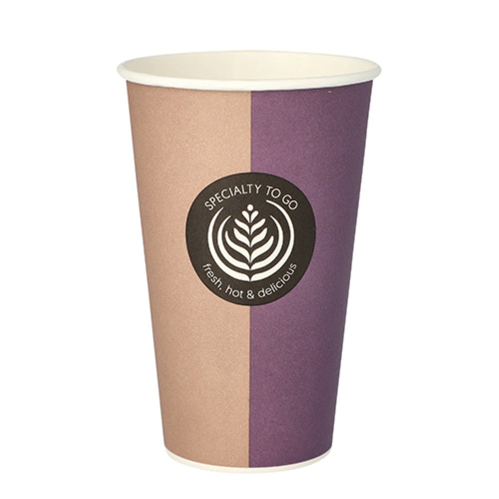 50 Trinkbecher, Pappe "To Go" 0,4 l Ø 9 cm · 13,5 cm "Barista Time"