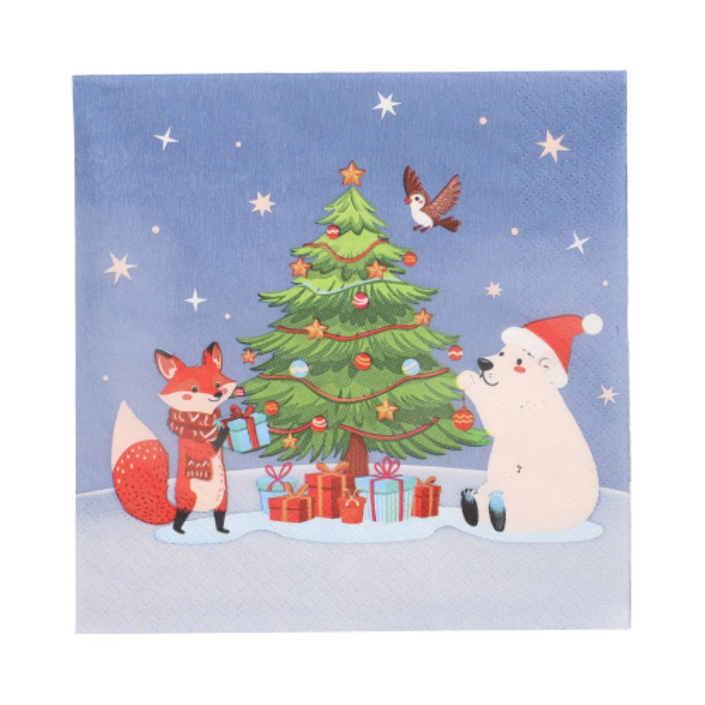 20 Servietten, 3-lagig 1/4-Falz 33 cm x 33 cm "Christmas Party"
