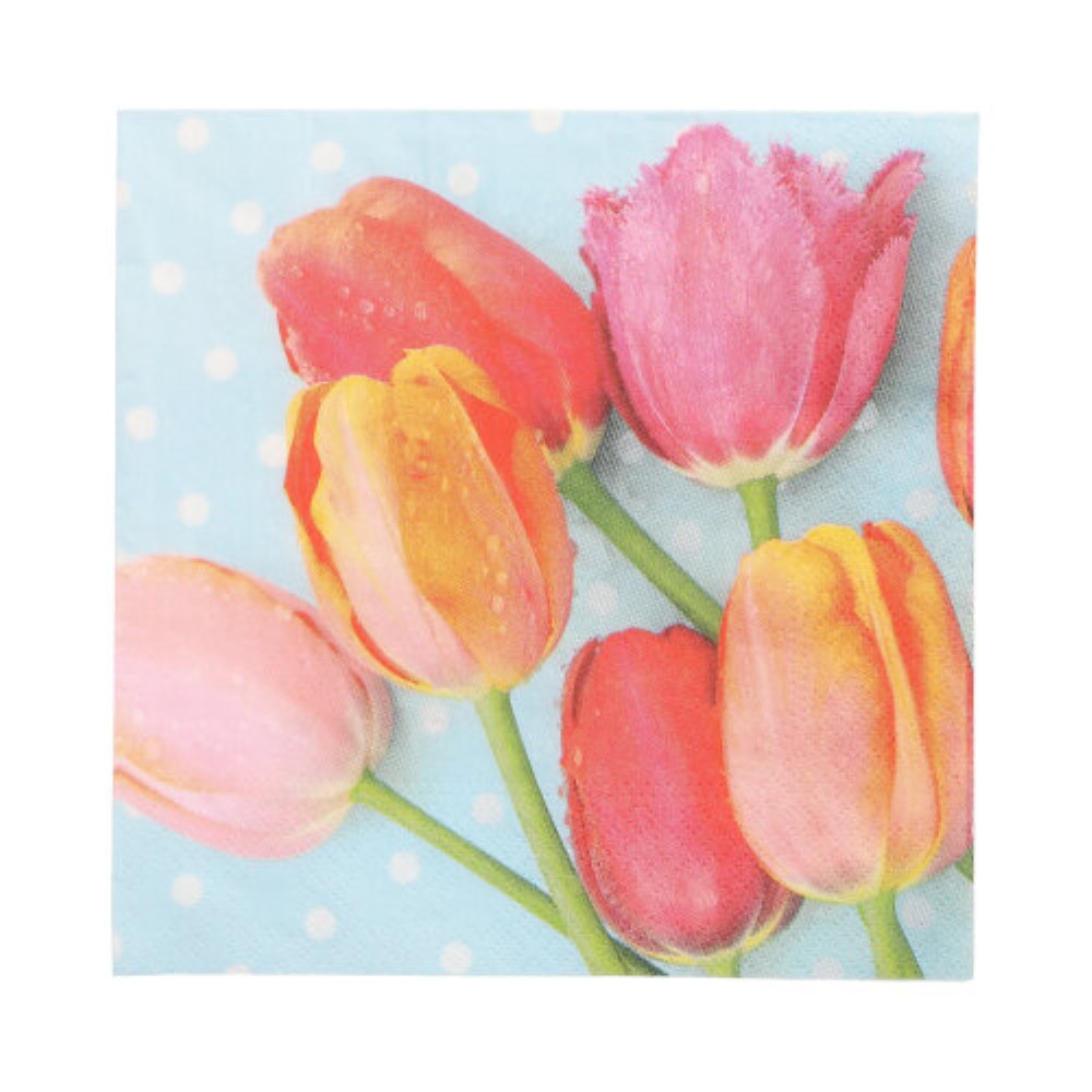 20 Servietten, 3-lagig 1/4-Falz 33 cm x 33 cm "Bella Tulipa"