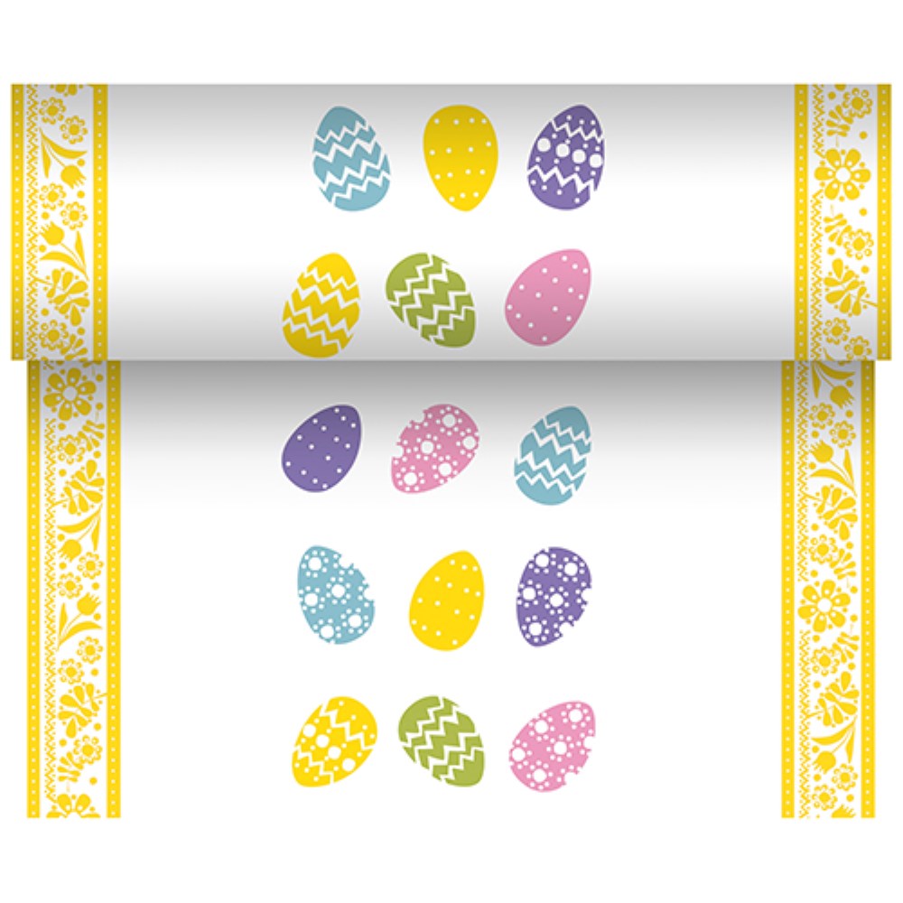 Tischläufer, stoffähnlich, Airlaid 24 m x 40 cm "Coloured Eggs"