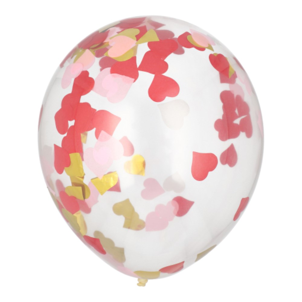 6 Luftballons Ø 29 cm mit Herz-Konfetti