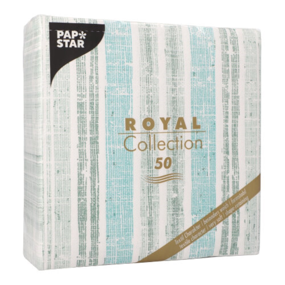 50 Servietten "ROYAL Collection" 1/4-Falz 40 cm x 40 cm dunkelgrün "Stripes"