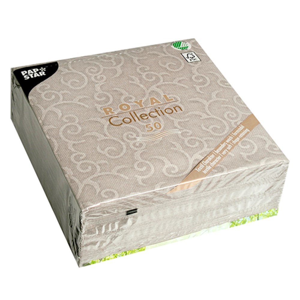 50 Servietten "ROYAL Collection" 1/4-Falz 40 cm x 40 cm grau "Casali"