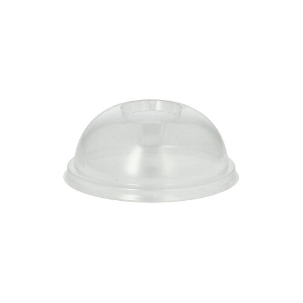 100 Dom-Deckel, PLA "pure" rund Ø 9,5 cm · 4,5 cm glasklar mit Lochung 100 Dom-Deckel, PLA "pure" rund Ø 9,5 cm · 4,5 cm glasklar mit Lochung
