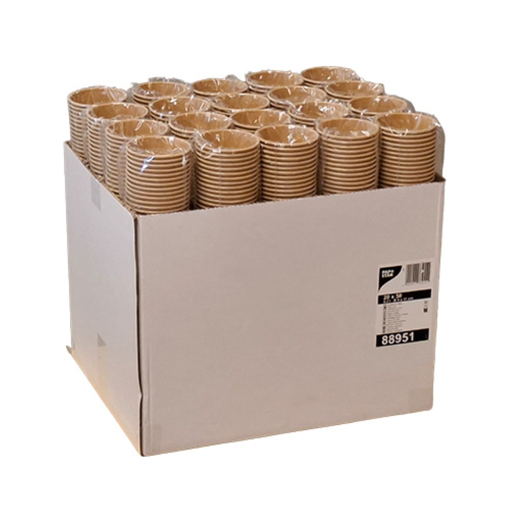50 Trinkbecher, Pappe 0,3 l Ø 9 cm · 11 cm braun