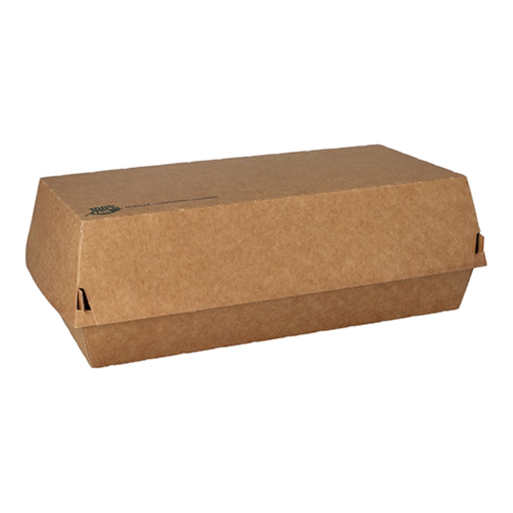 25 Baguetteboxen, Pappe "pure" 7,5 cm x 10,7 cm x 22 cm braun "100% Fair" groß