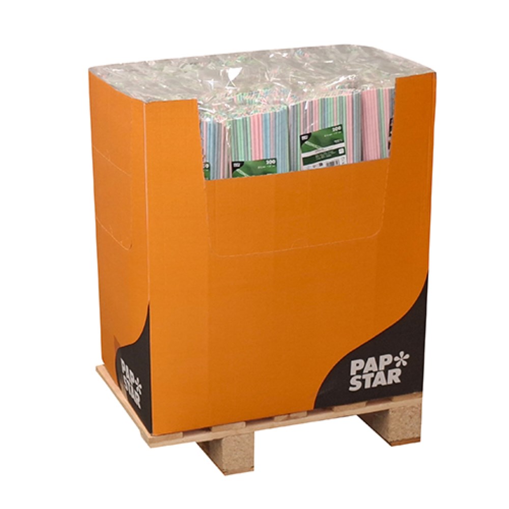 200 Trinkhalme, Papier Ø 6 mm · 21 cm farbig sortiert