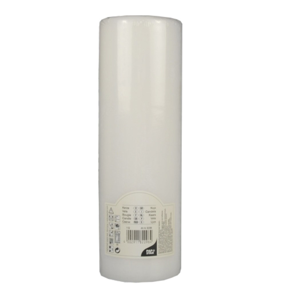 Stumpenkerze Ø 80 mm · 250 mm weiss mit Flachkopf