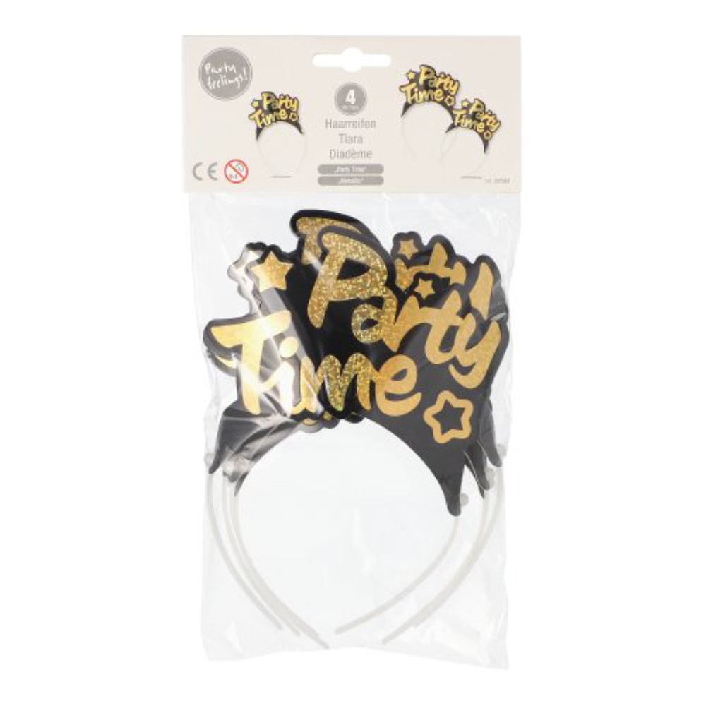4 Haarreifen schwarz/gold ""Party Time" "Metallic""