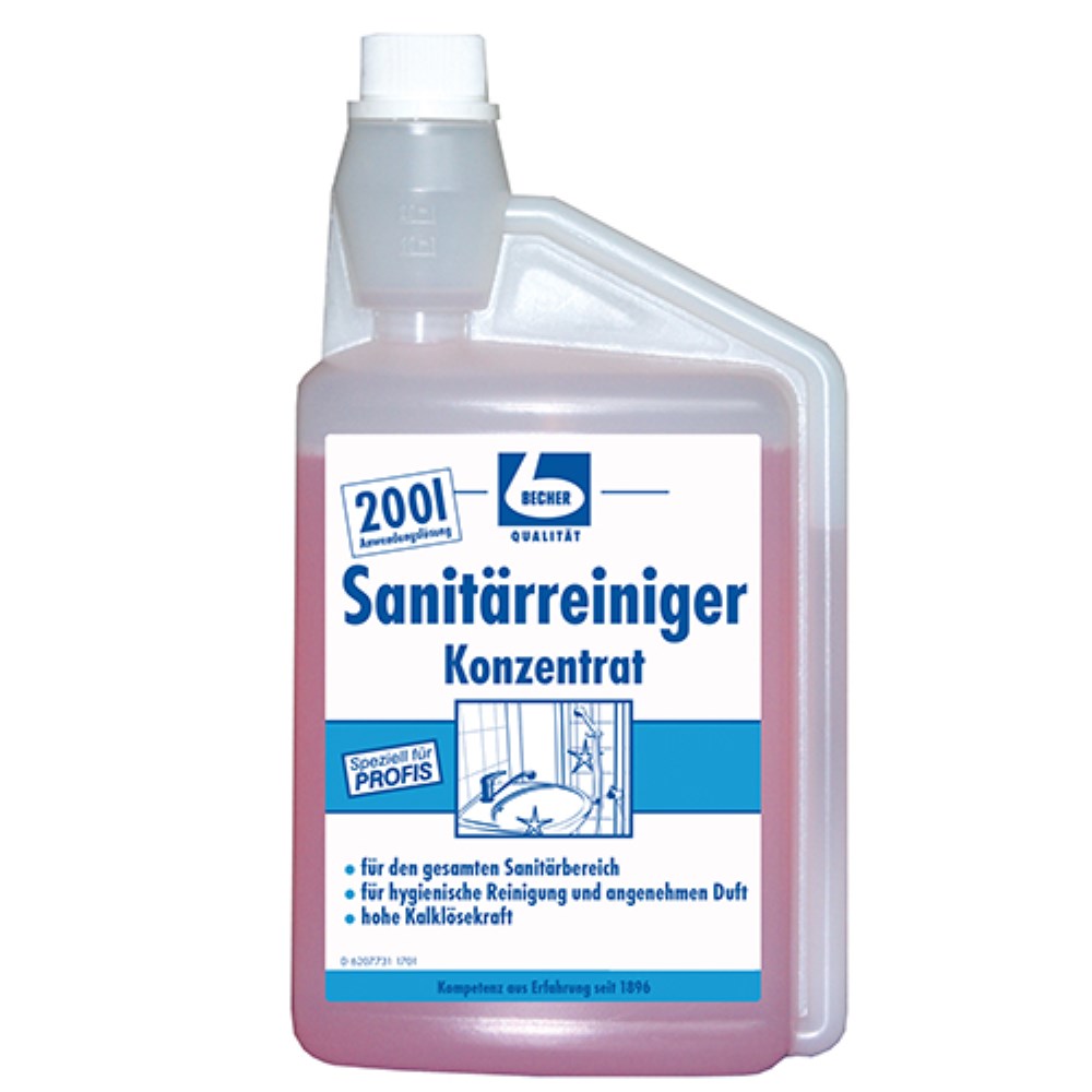 "Dr. Becher" Sanitärreiniger Konzentrat 1 l Dosierflasche "Dr. Becher" Sanitärreiniger Konzentrat 1 l Dosierflasche