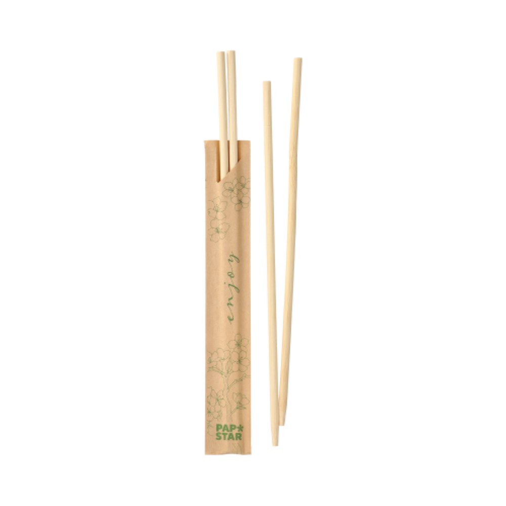 100 Paar Essstäbchen Bambus "ASIA" rund 22,5 cm einzeln gehüllt