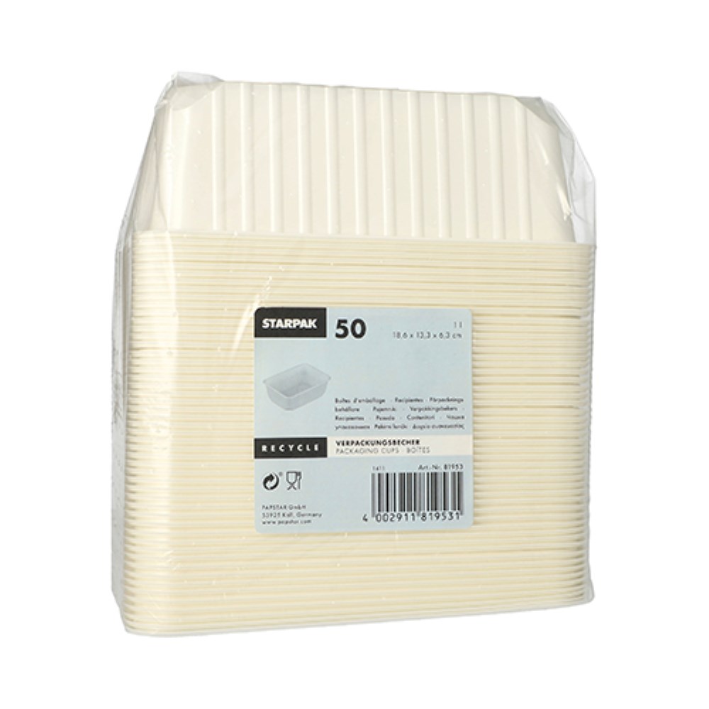 50 Verpackungsbecher, PP 1 l 6,3 cm x 18,6 cm x 13,3 cm weiss 50 Verpackungsbecher, PP 1 l 6,3 cm x 18,6 cm x 13,3 cm weiss