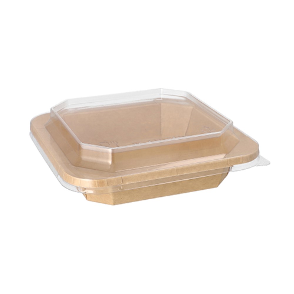 25 Lunchboxen, Pappe eckig 500 ml 3,3 cm x 16,2 cm x 16,2 cm braun