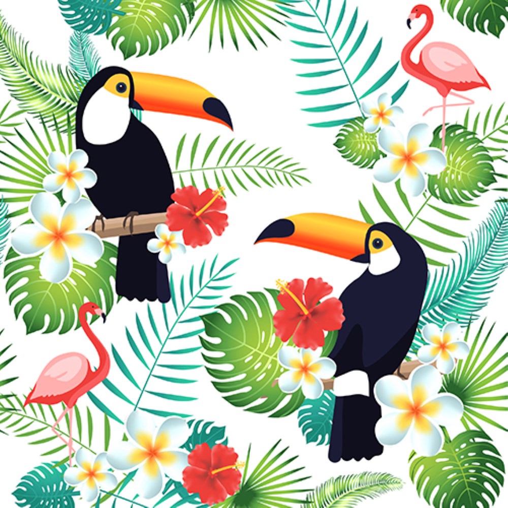20 Servietten, 3-lagig 1/4-Falz 40 cm x 40 cm "Toucan"