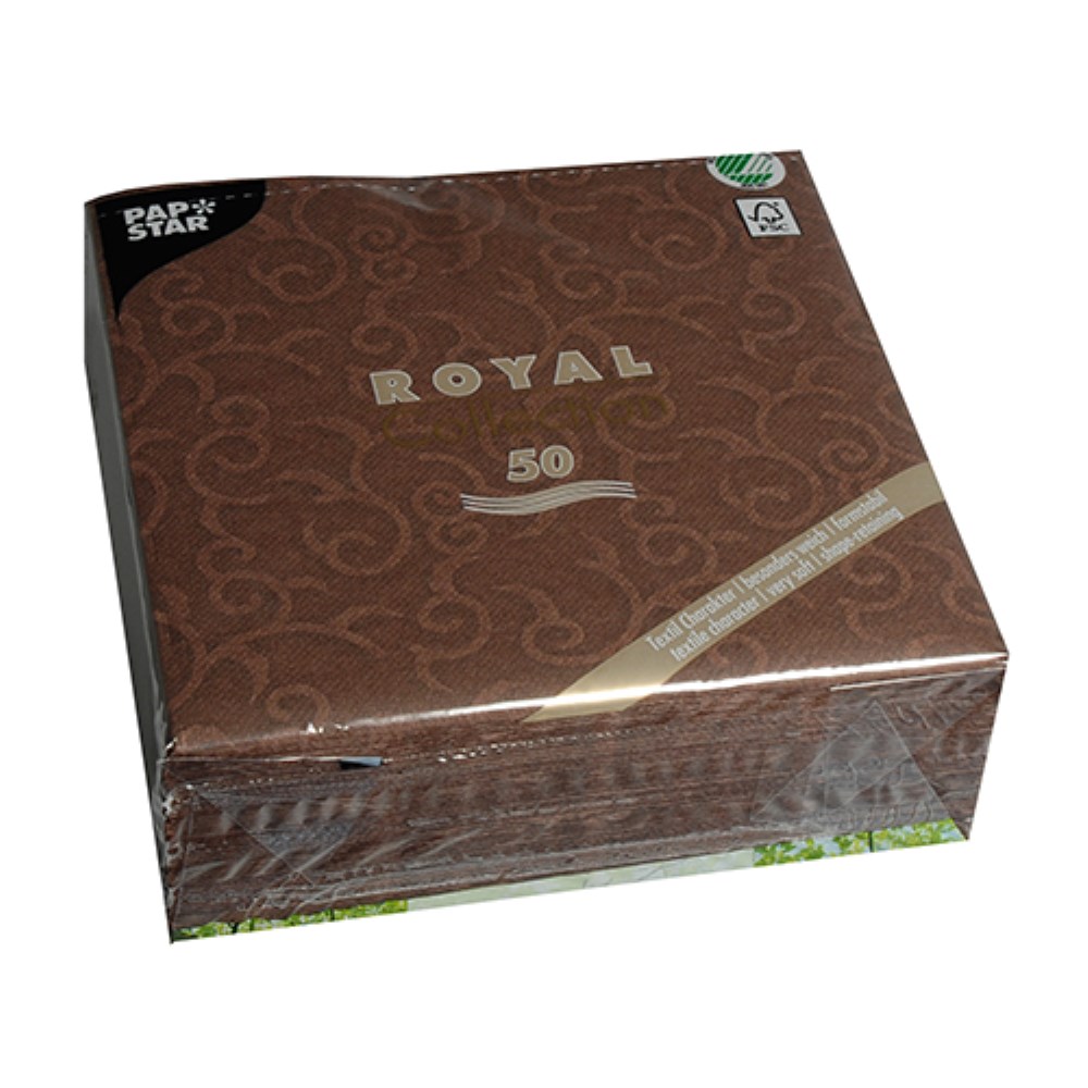 50 Servietten "ROYAL Collection" 1/4-Falz 40 cm x 40 cm braun "Casali"