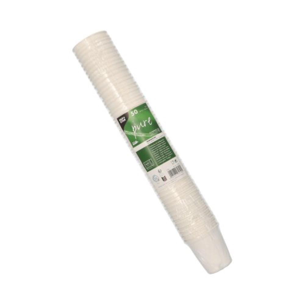 50 Trinkbecher Zuckerrohr "pure" 0,1 l Ø 6,3 cm · 6,5 cm weiss für Heißgetränke