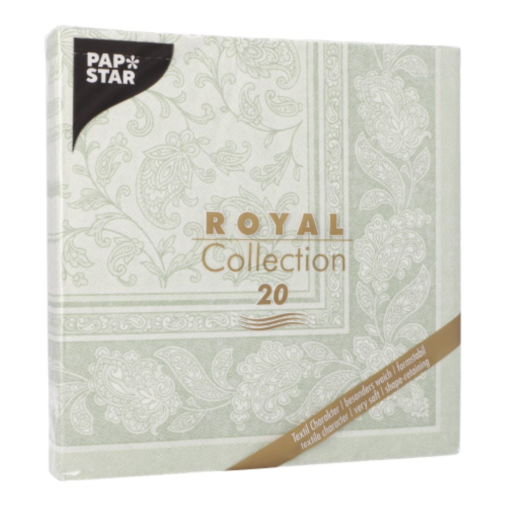 20 Servietten "ROYAL Collection" 1/4-Falz 40 cm x 40 cm jadegrün "Ornaments"