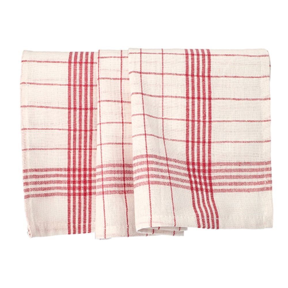 10 Geschirrtücher 70 cm x 50 cm weiss/rot "Baumwolle"