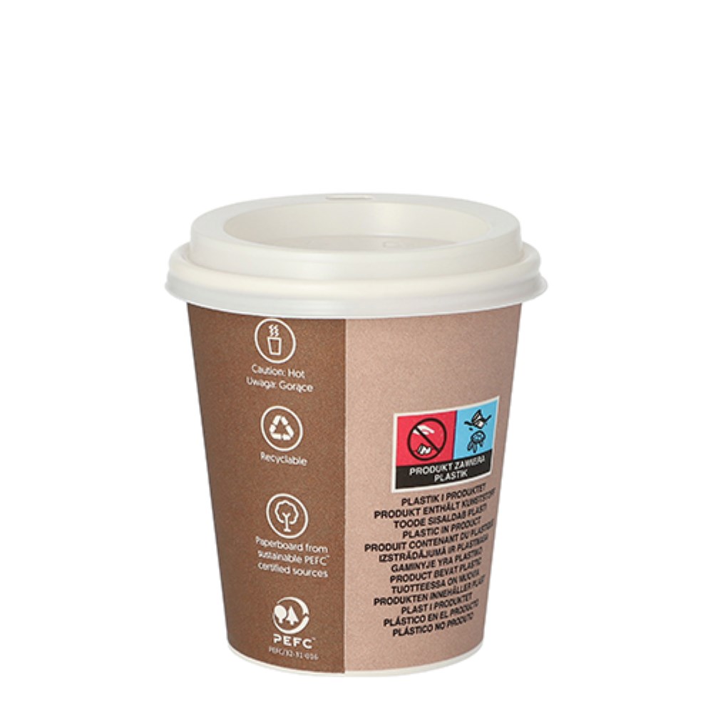 10 Trinkbecher, Pappe mit Deckel, PS "To Go" 0,2 l Ø 8 cm · 9,1 cm