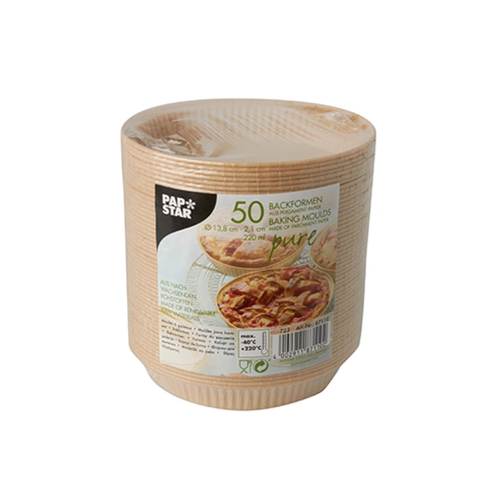 50 Backformen "pure" 220 ml Ø 13,8 cm · 2,1 cm braun