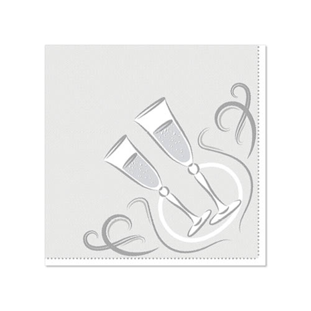 20 Servietten "ROYAL Collection" 1/4-Falz 25 cm x 25 cm silber "Festive Moments"