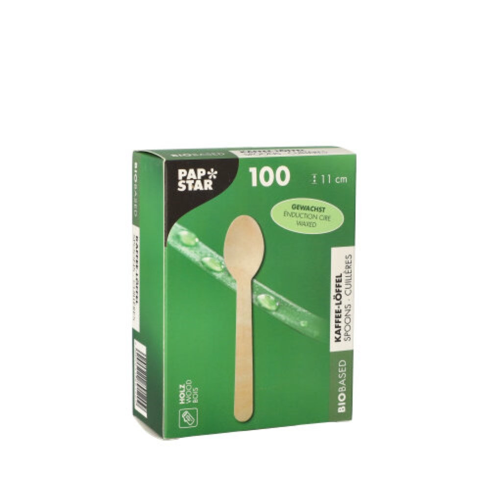 100 Kaffeelöffel Holz, gewachst 11 cm