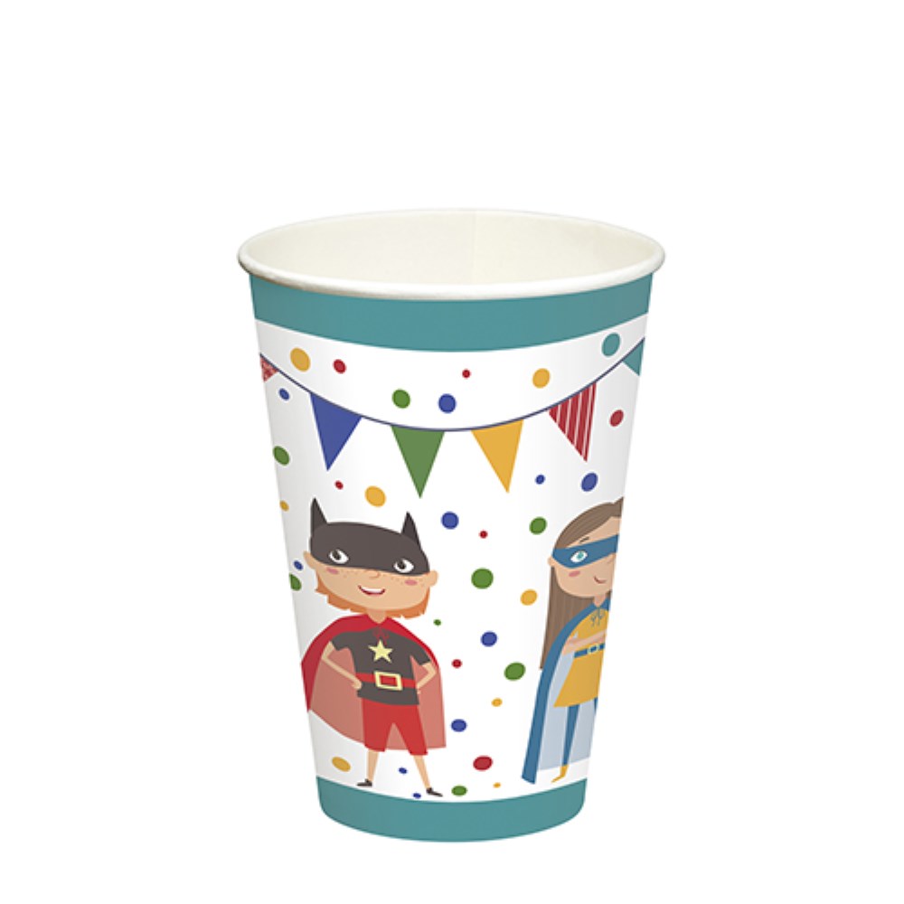 10 Trinkbecher, Pappe 0,2 l Ø 7 cm · 9,7 cm "Superhero"