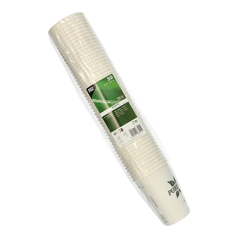 50 Trinkbecher, Pappe 0,25 l Ø 8 cm · 10,8 cm weiss "Pure Joy"
