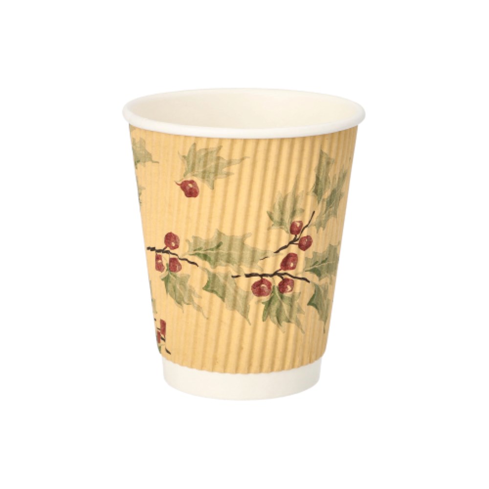 25 Trinkbecher, Pappe 0,2 l Ø 8 cm · 9 cm natur "Mistletoe" Ripple Wall