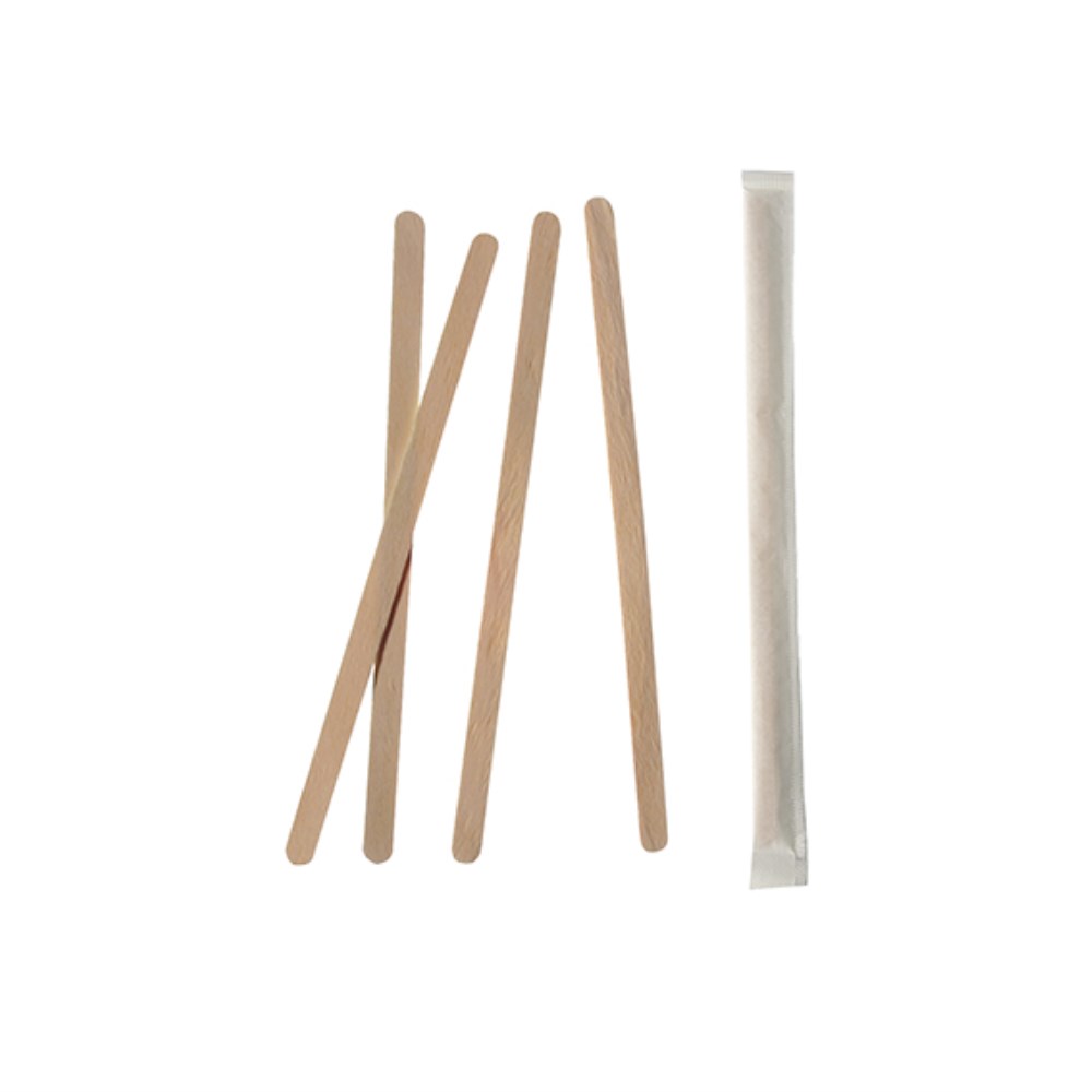 1000 Rührstäbchen, Holz "pure" 11 cm x 5 mm einzeln gehüllt