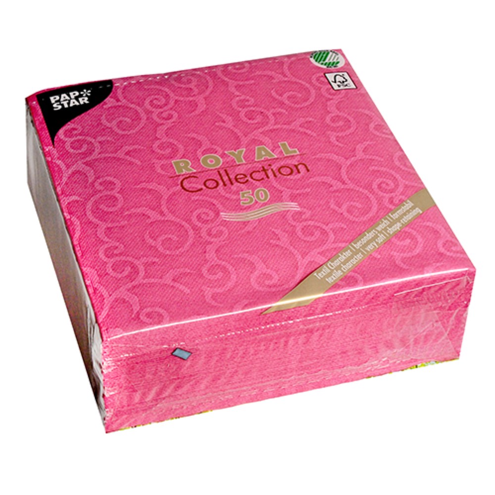 50 Servietten "ROYAL Collection" 1/4-Falz 40 cm x 40 cm fuchsia "Casali"
